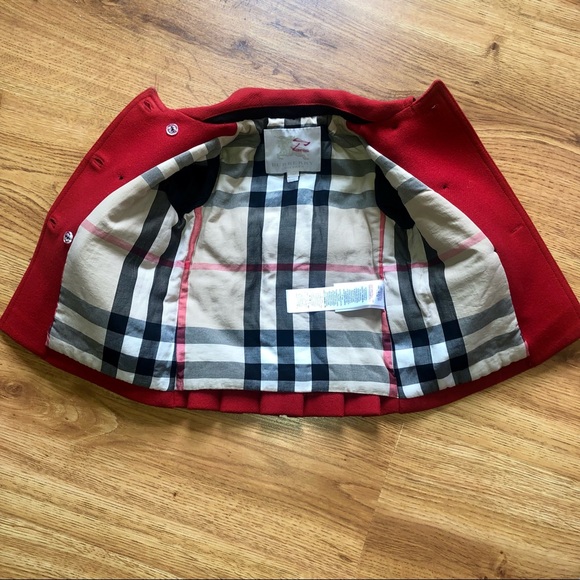 Girls Burberry Wool Blend Pleated Coat 3T - Picture 5 of 9